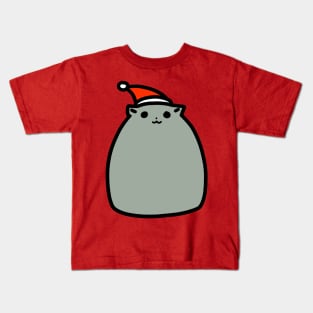 Fat Gray Christmas Cat Kids T-Shirt